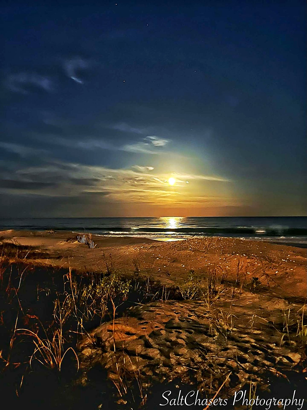 Moonrise over Surfside Beach dunes